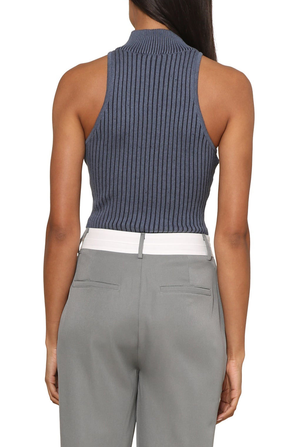 Brooklyn Karma | Sof Two Tone Ribbed Knit Top | Grey