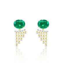 Yellow Gold Natural Diamond And Lab Emerald Earrings | Yellow Gold
