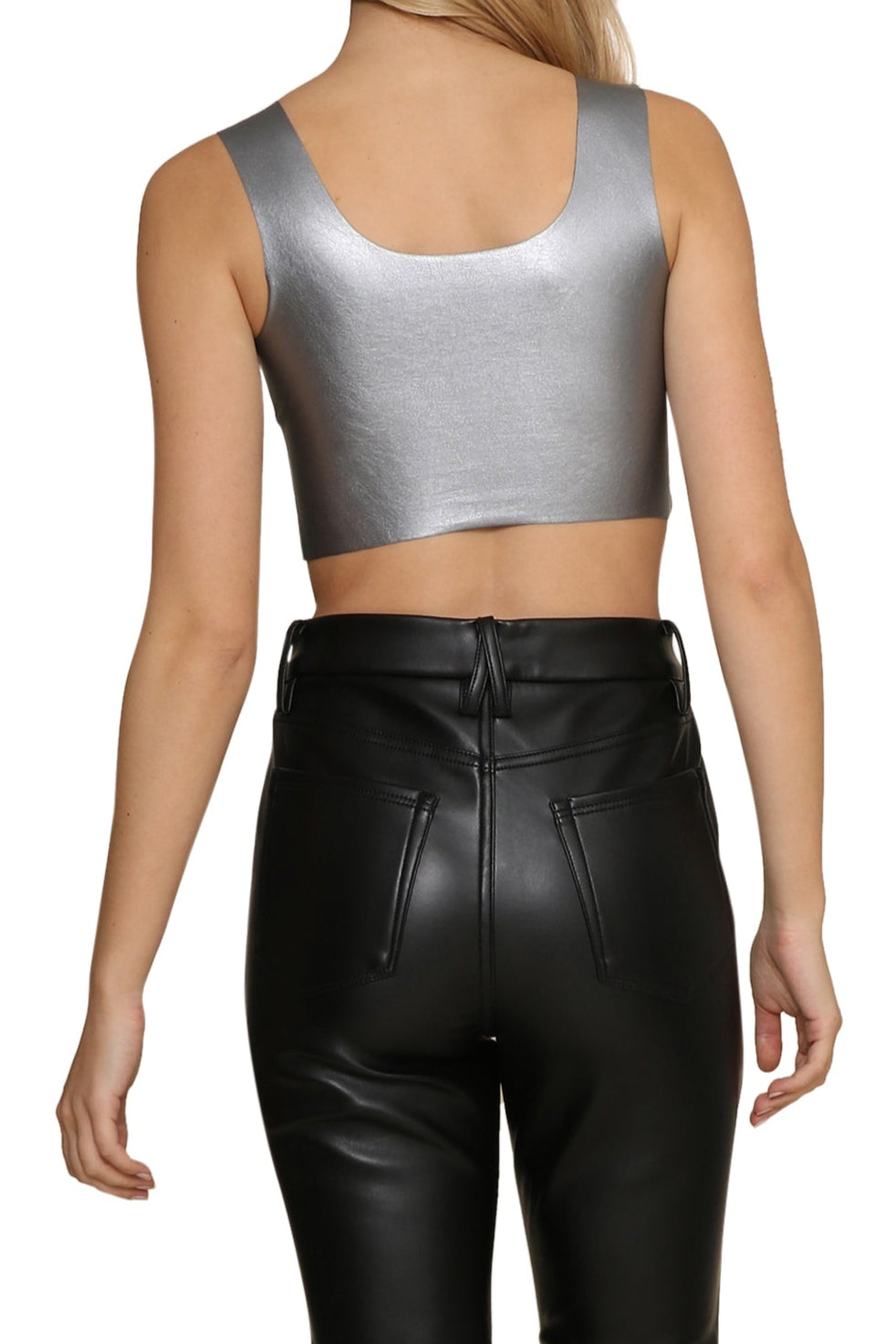 Commando | Faux Leather Crop Top | Grey