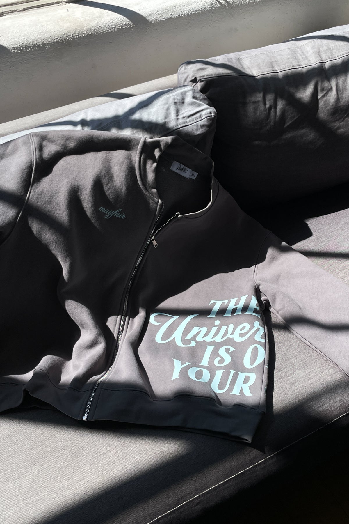 Universe Is On Your Side Bomber Zip-Up Jacket | Smoke