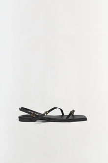 Womens | Carey Leather Flat Sandal | Black
