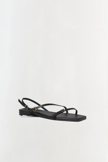 Womens | Carey Leather Flat Sandal | Black