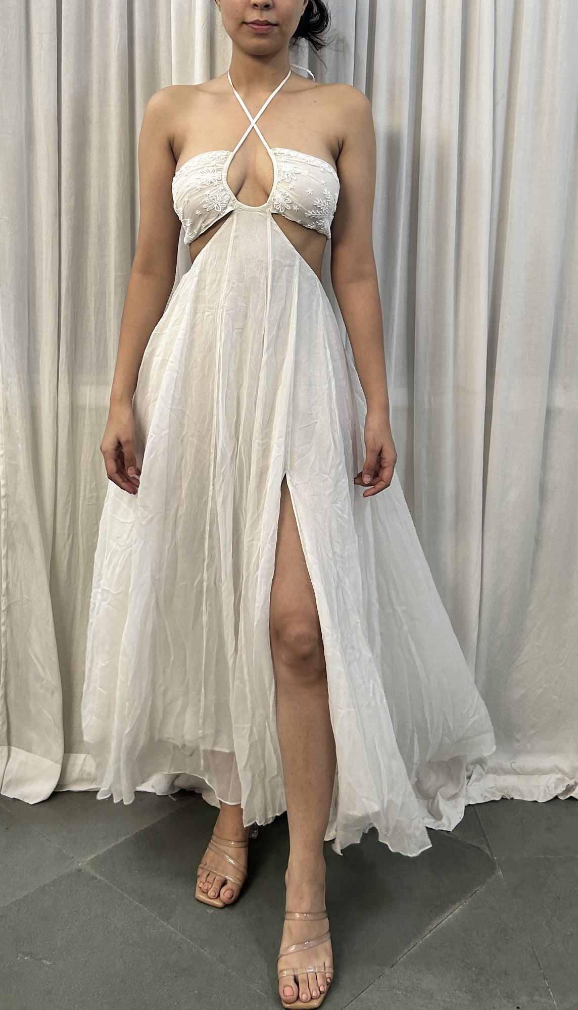 Rococo Sand | Celia Halter-Neck Long Dress | White