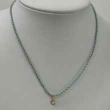 Cord Initial Necklace | 10K Yellow Gold | Blue/Green Adjustable Cord