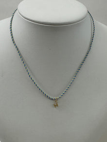 Cord Initial Necklace | 10K Yellow Gold | Blue/Green Adjustable Cord