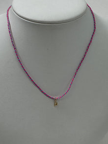 Friendship Initial Necklace | 10K Yellow Gold | Pink/Blue Adjustable Cord
