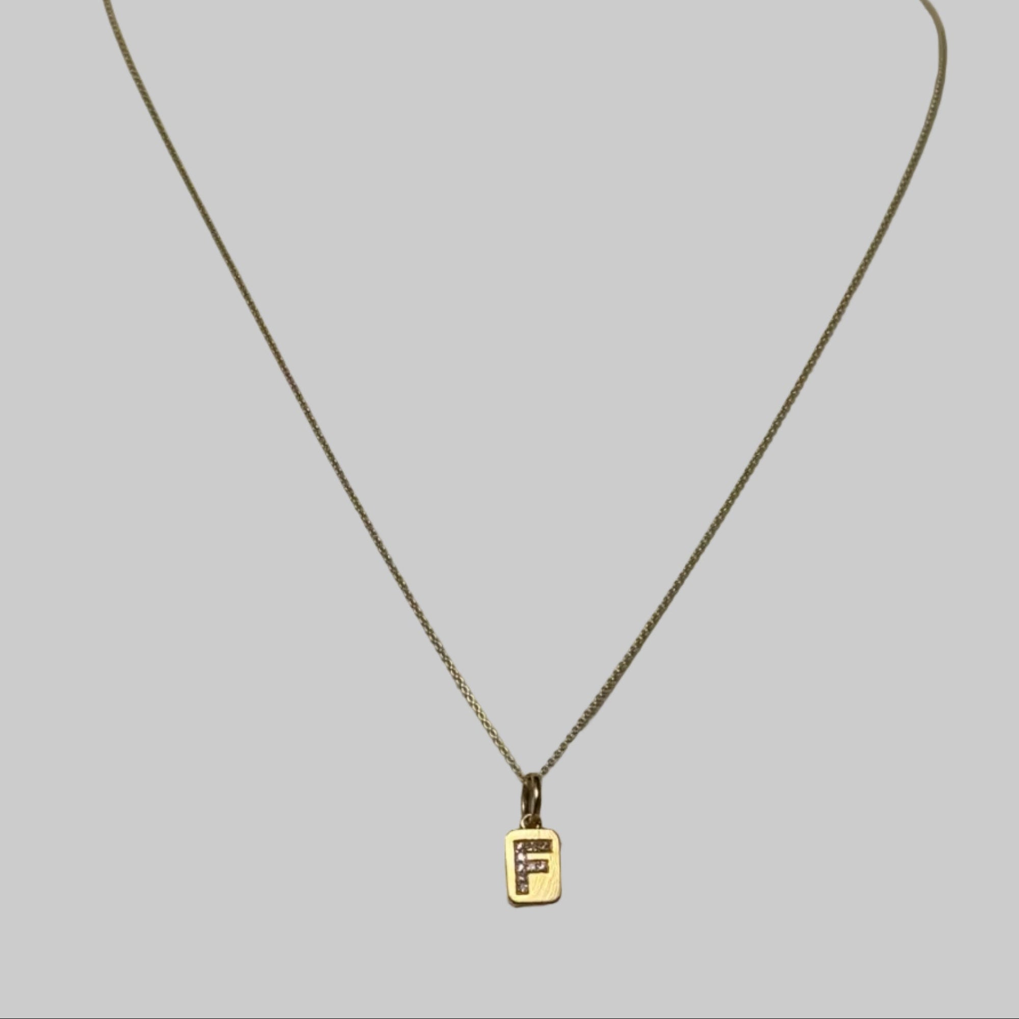 Spell It Out Diamond Initial Dog Tag Necklace | 14K Yellow Gold