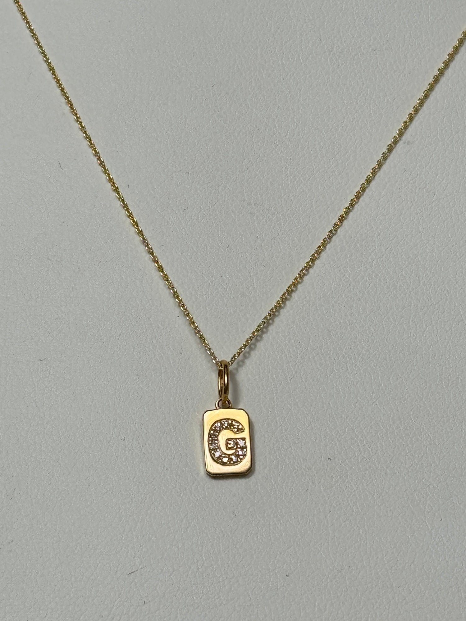 Spell It Out Diamond Initial Dog Tag Necklace | 14K Yellow Gold