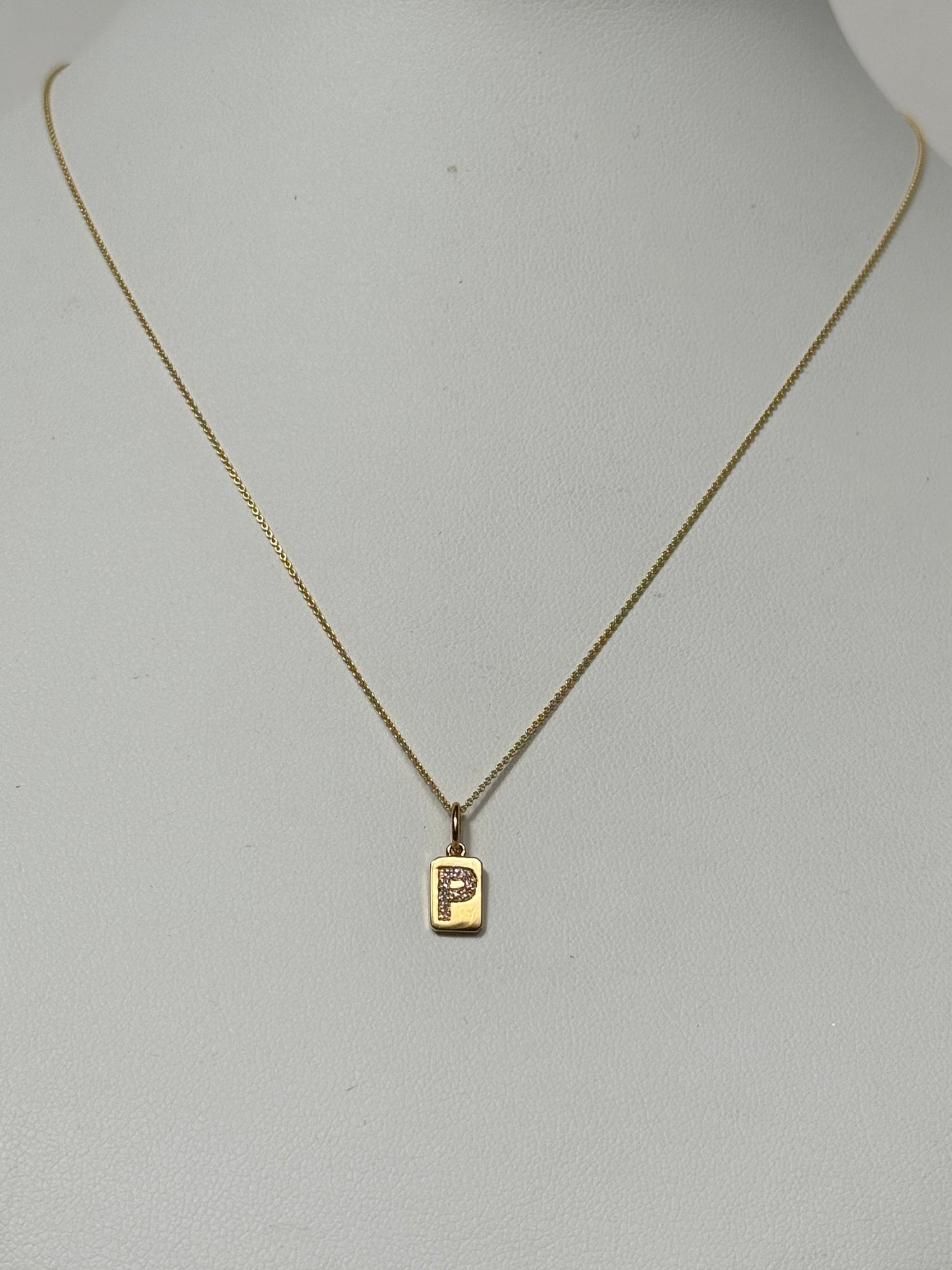 Spell It Out Diamond Initial Dog Tag Necklace | 14K Yellow Gold