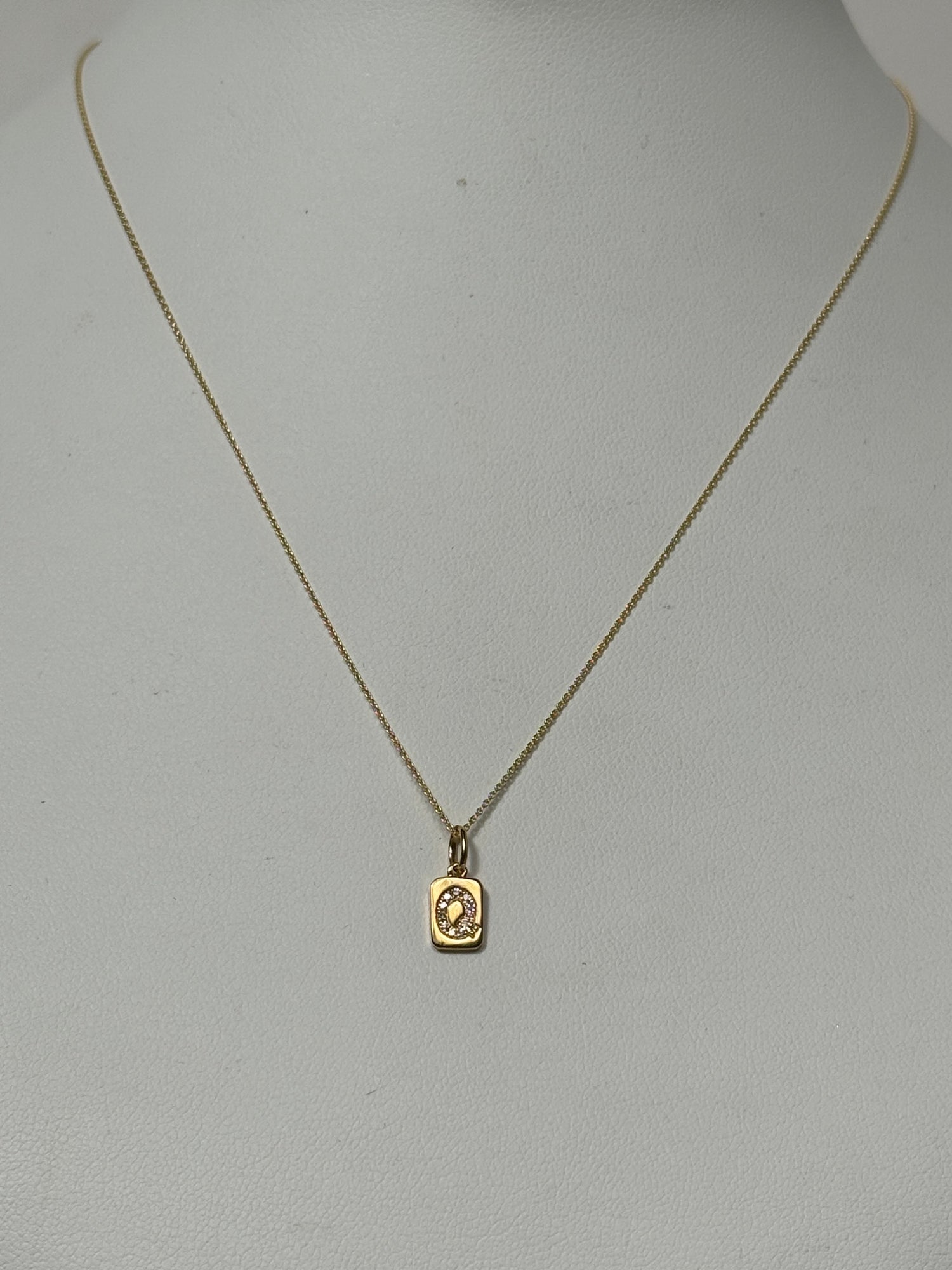 Spell It Out Diamond Initial Dog Tag Necklace | 14K Yellow Gold
