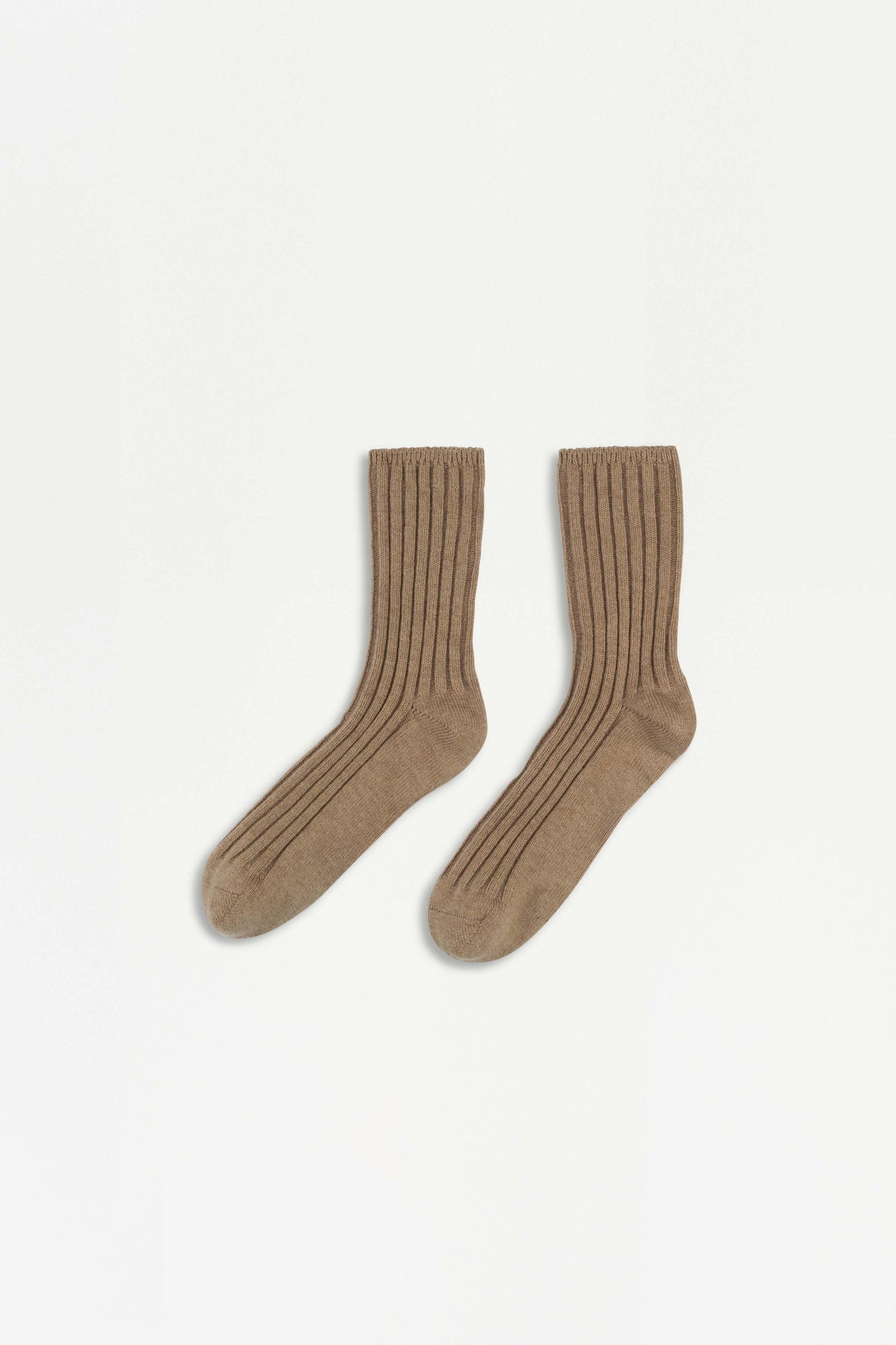 Womens | Cashmere Ribbed Socks | Heather Teak