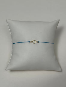 Initial Friendship Bracelet | 10K Yellow Gold | Blue Adjustable Cord