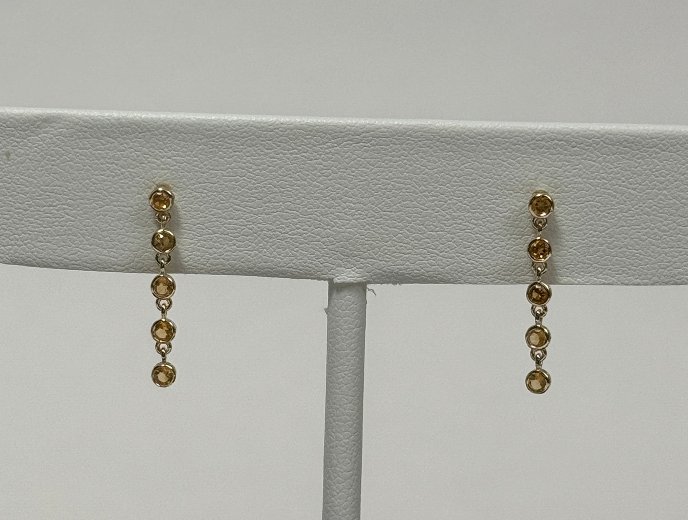 Sunny Citrine Drop Earrings | 10K Yellow Gold | Round Yellow Citrine