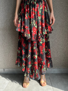 Rococo Sand | Rosie Long Dress | Black w/Red Roses