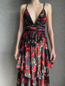 Rococo Sand | Rosie Long Dress | Black w/Red Roses