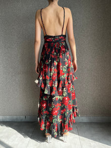 Rococo Sand | Rosie Long Dress | Black w/Red Roses