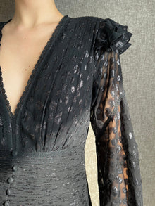 Ciara V-Neck Long Sleeve Short Dress | Black