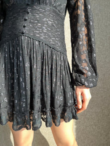 Ciara V-Neck Long Sleeve Short Dress | Black