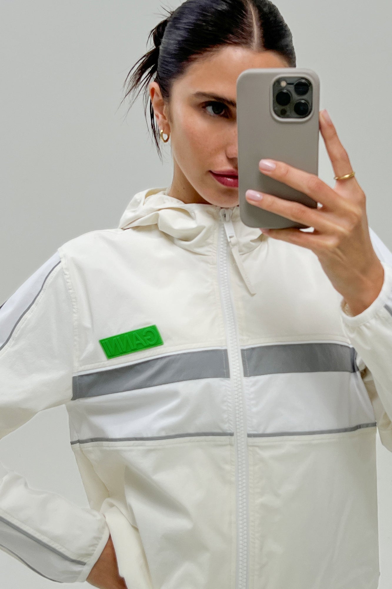 Ganni | Stretch Shell Tracksuit Jacket | Egret