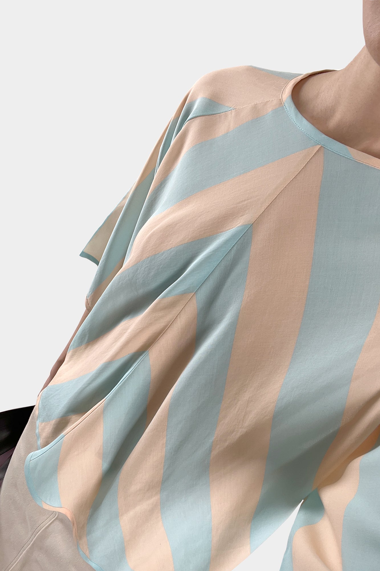 Women | Back Wrap T-Shirt | Pink and Azure Stripes