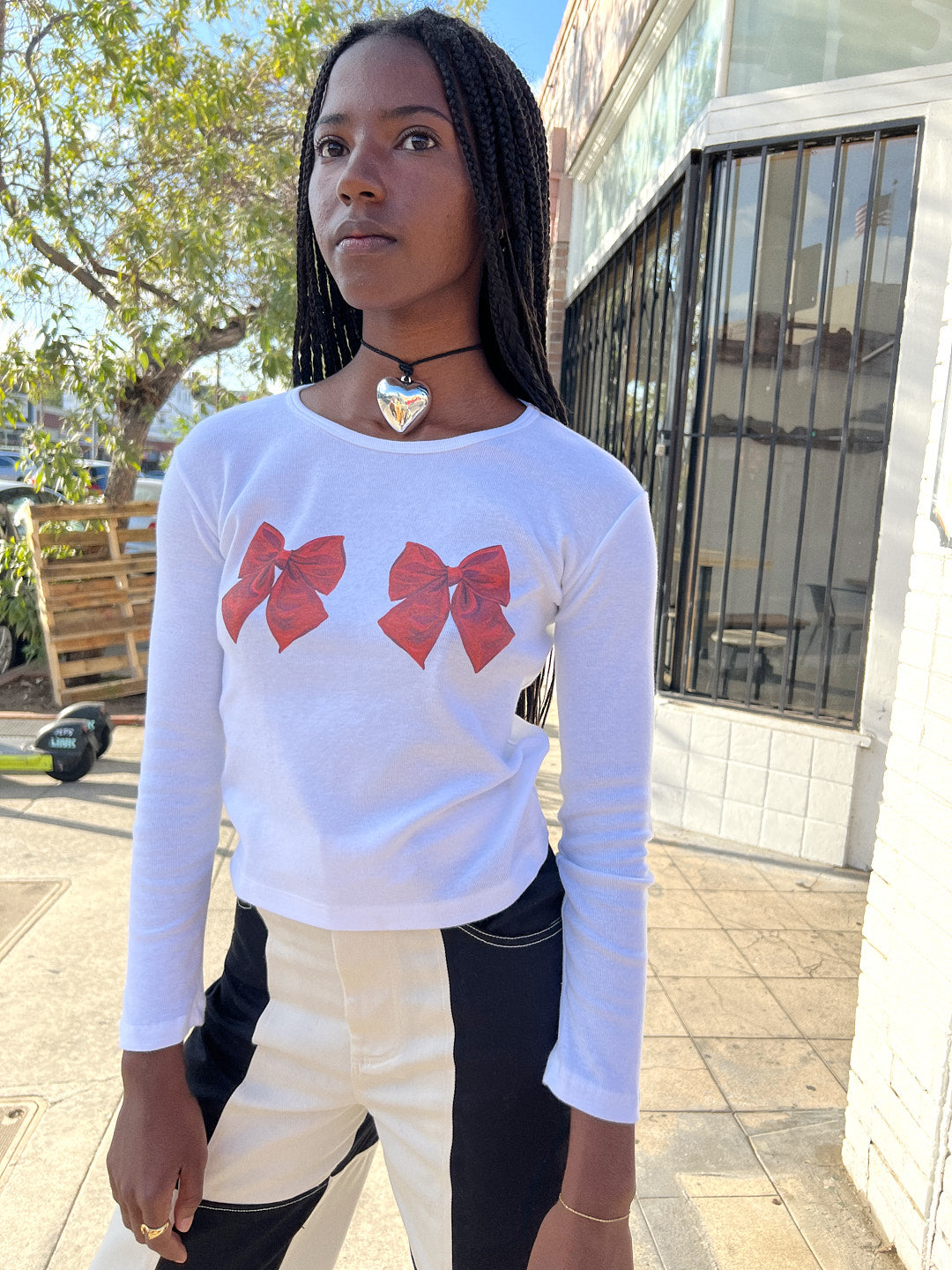 Dana Long Sleeve Tee | White x Bows