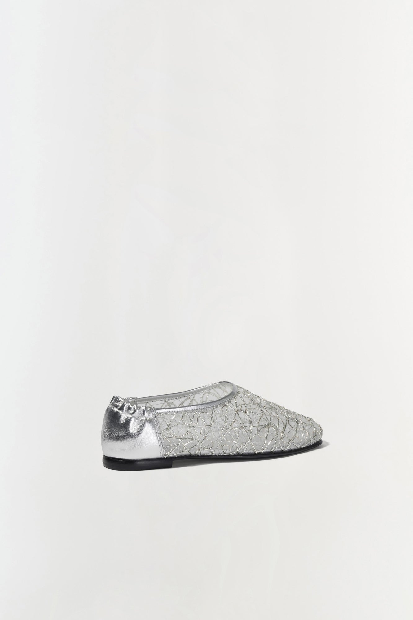 Womens | Eden Metallic Lace Flat | Silver
