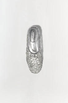 Womens | Eden Metallic Lace Flat | Silver