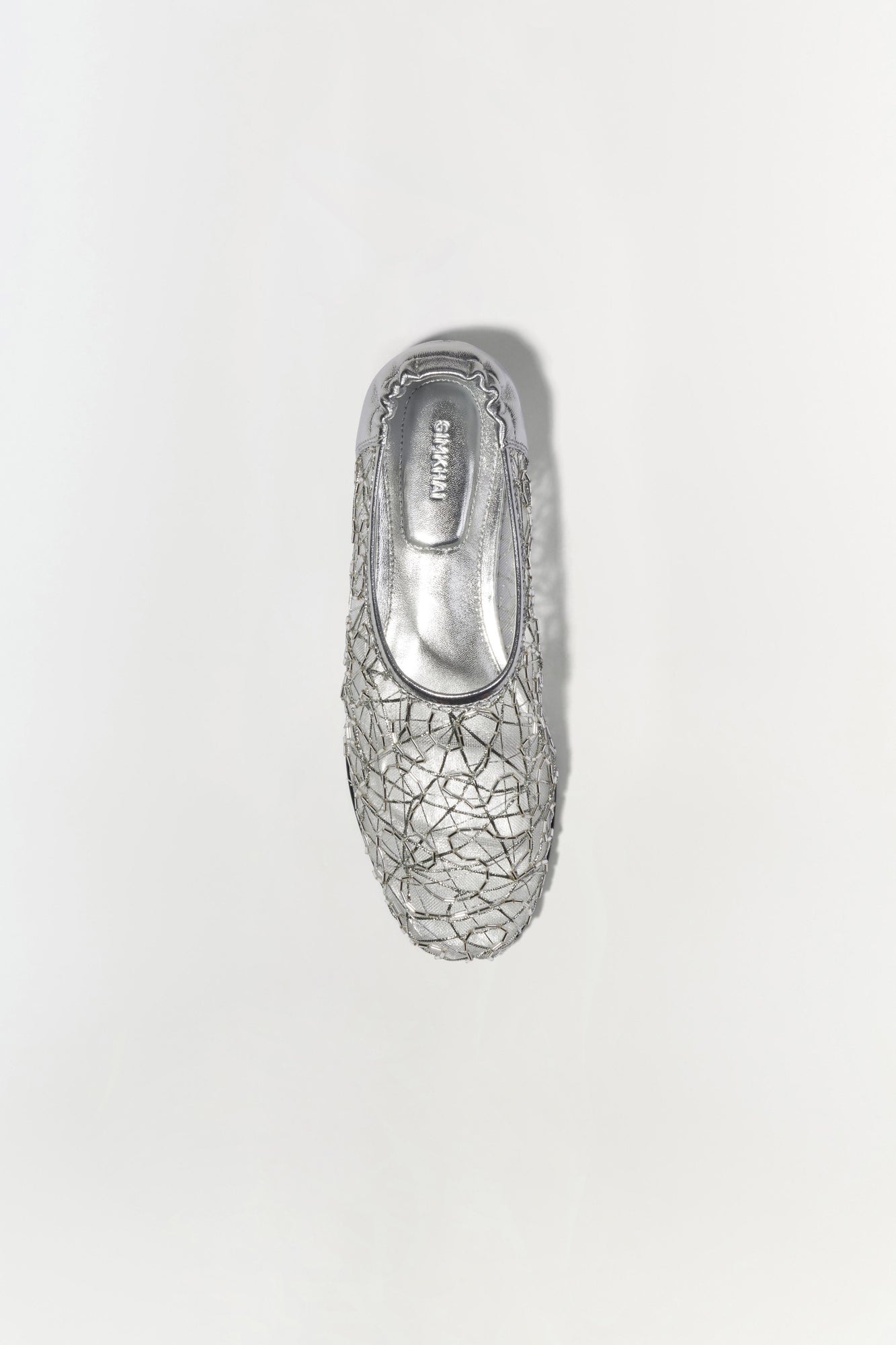 Womens | Eden Metallic Lace Flat | Silver