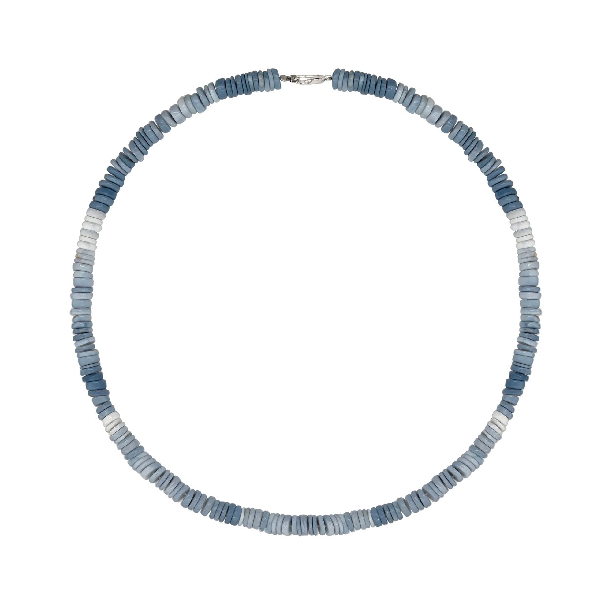 Blue Opal Washer Bead Statement Necklace | Yellow Gold