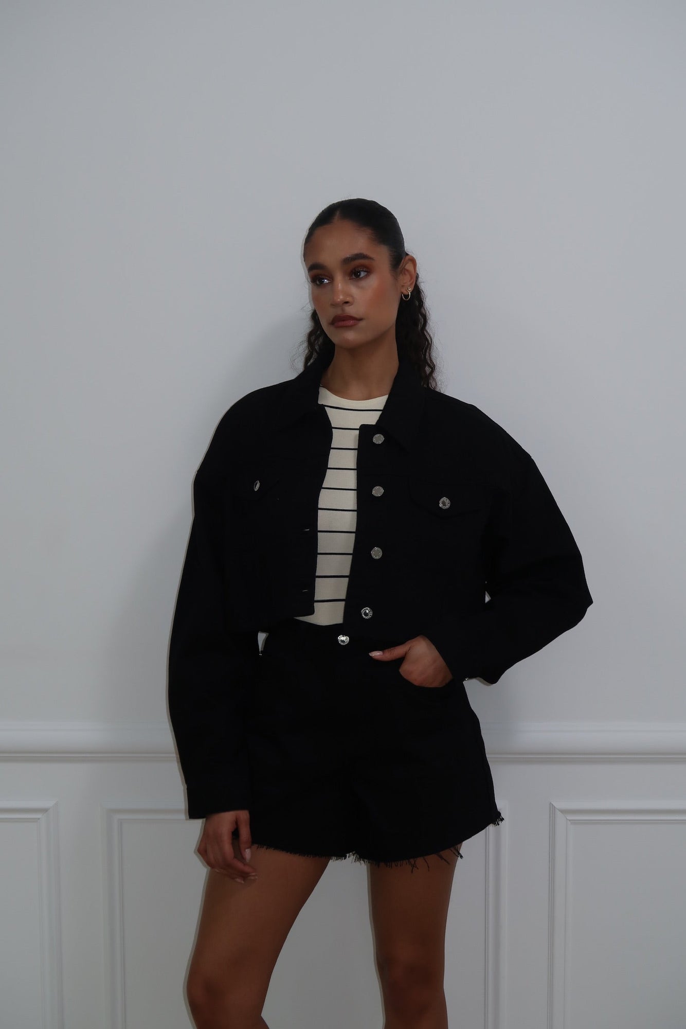 High Rise Flare Short | Black