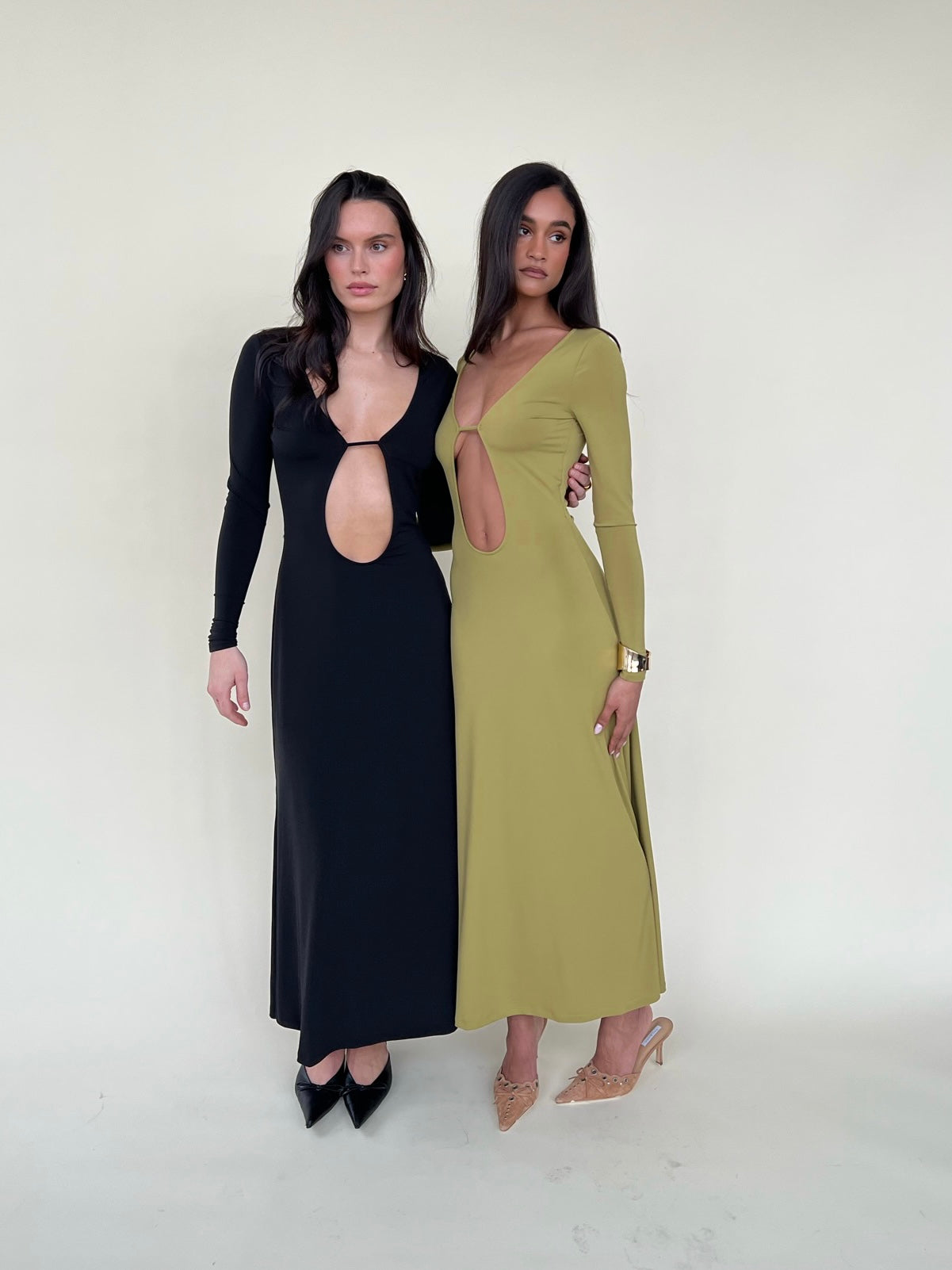 Long Sleeve Cutout Maxi Dress | Black