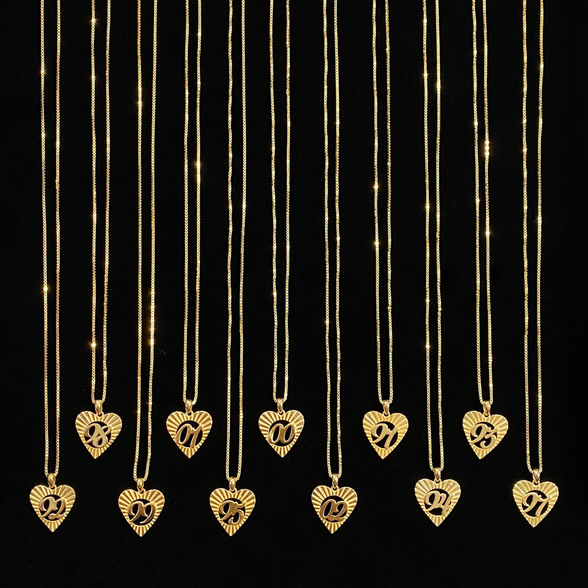 heart year pendant necklaces