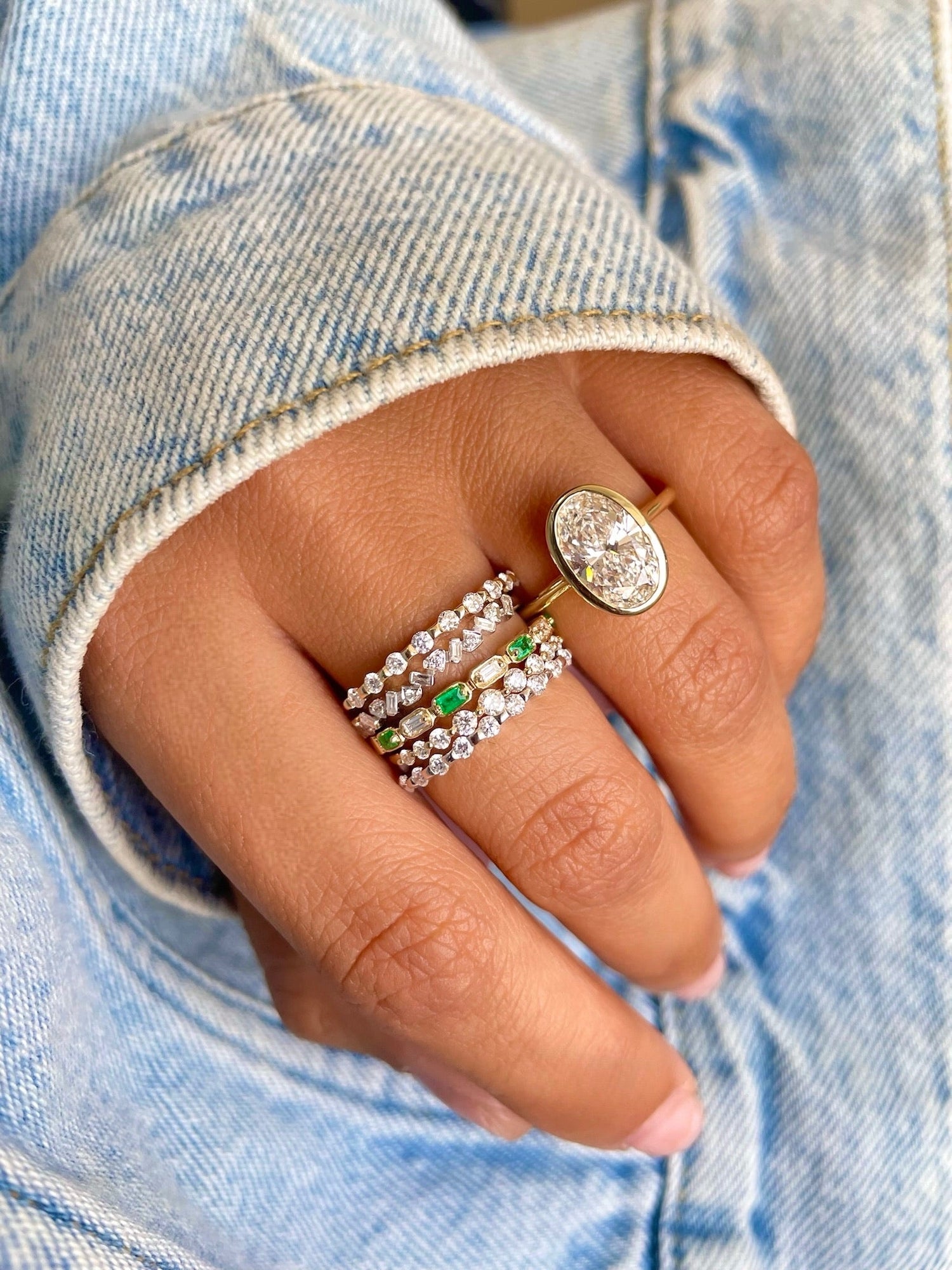 14Kt Yellow Gold Oval Moissanite Bezel Set Ring | Yellow Gold