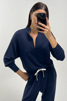 Splits59 | Birdie Fleece 1/2 Zip | Indigo