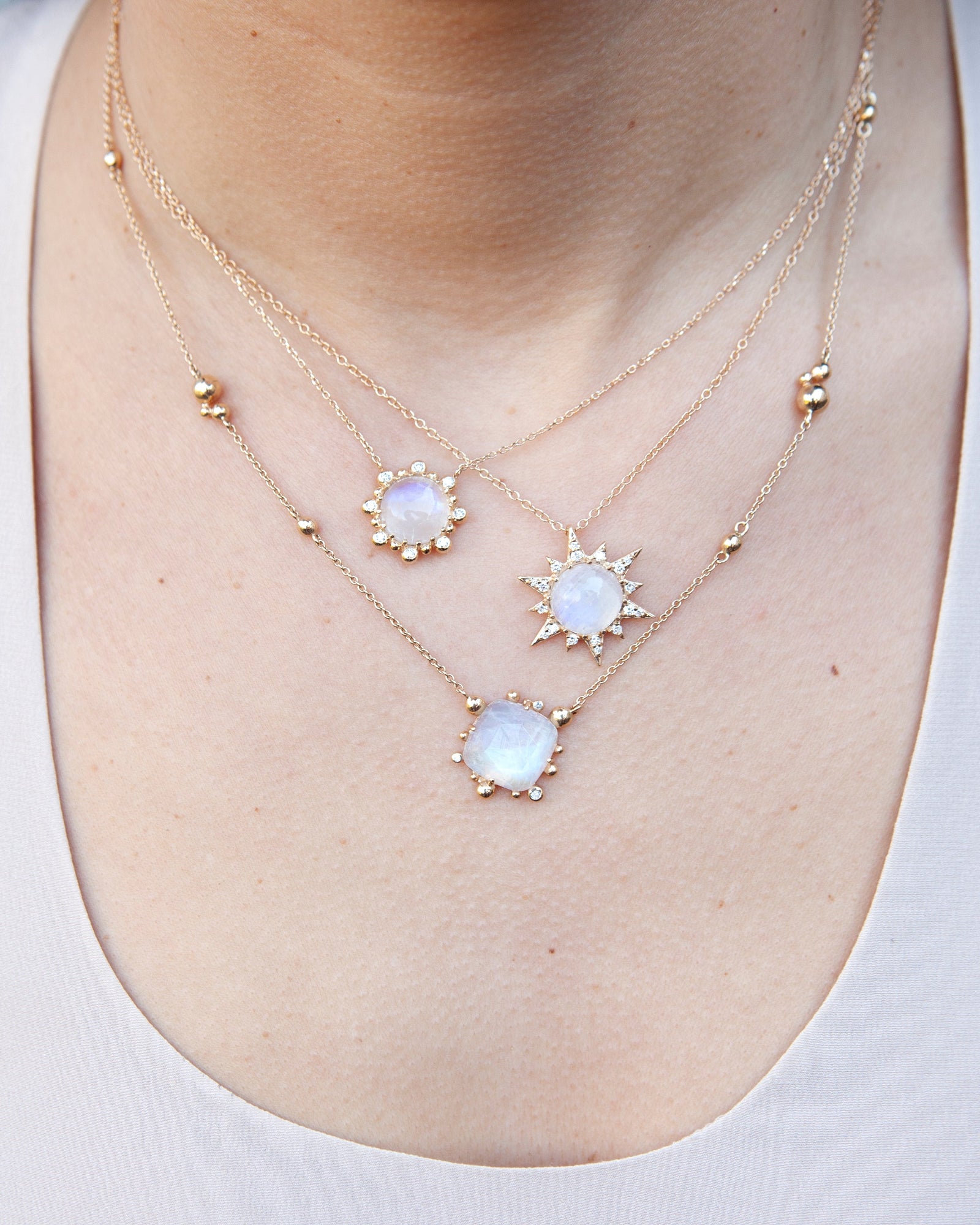 Dew Drop Marine Slice Necklace | Diamonds | 14K Yellow Gold