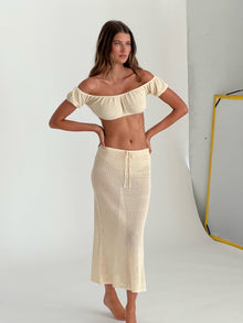 Crochet Puff Sleeve Scrunchie Top | Sandshell