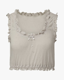 Pointelle Ruffle Tank | Grey