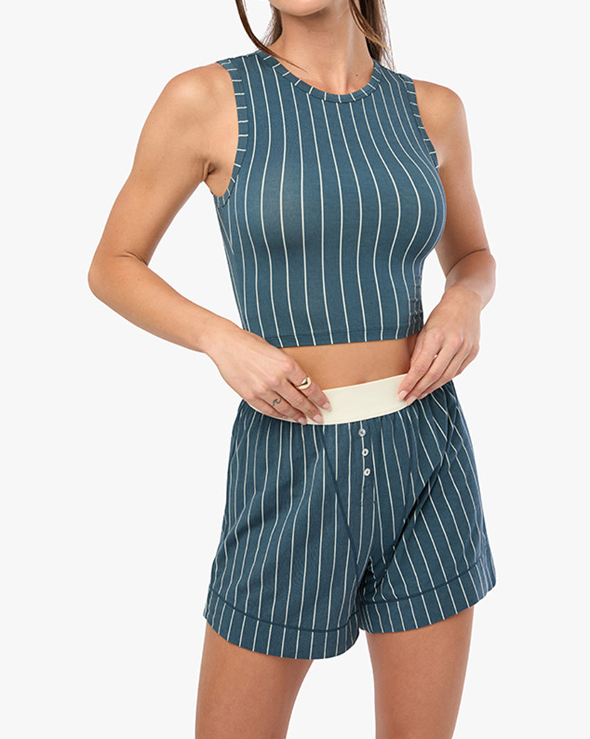 Muscle Tank | Navy/Cream