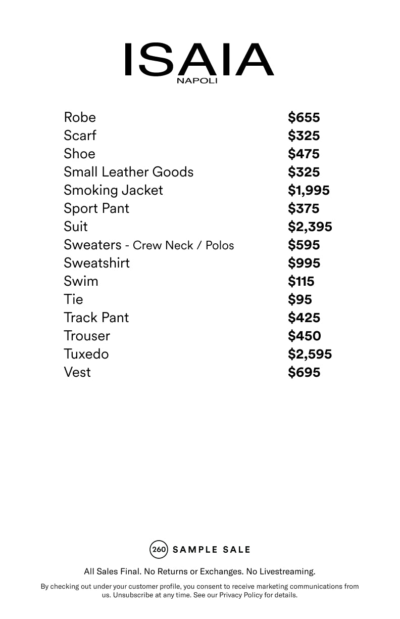 Price table