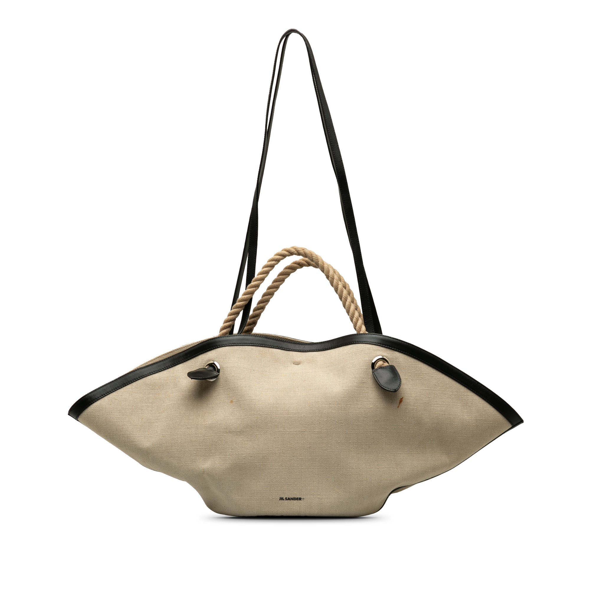 Jil Sander | Pre-Owned Canvas Sombrero Satchel | Brown/Beige