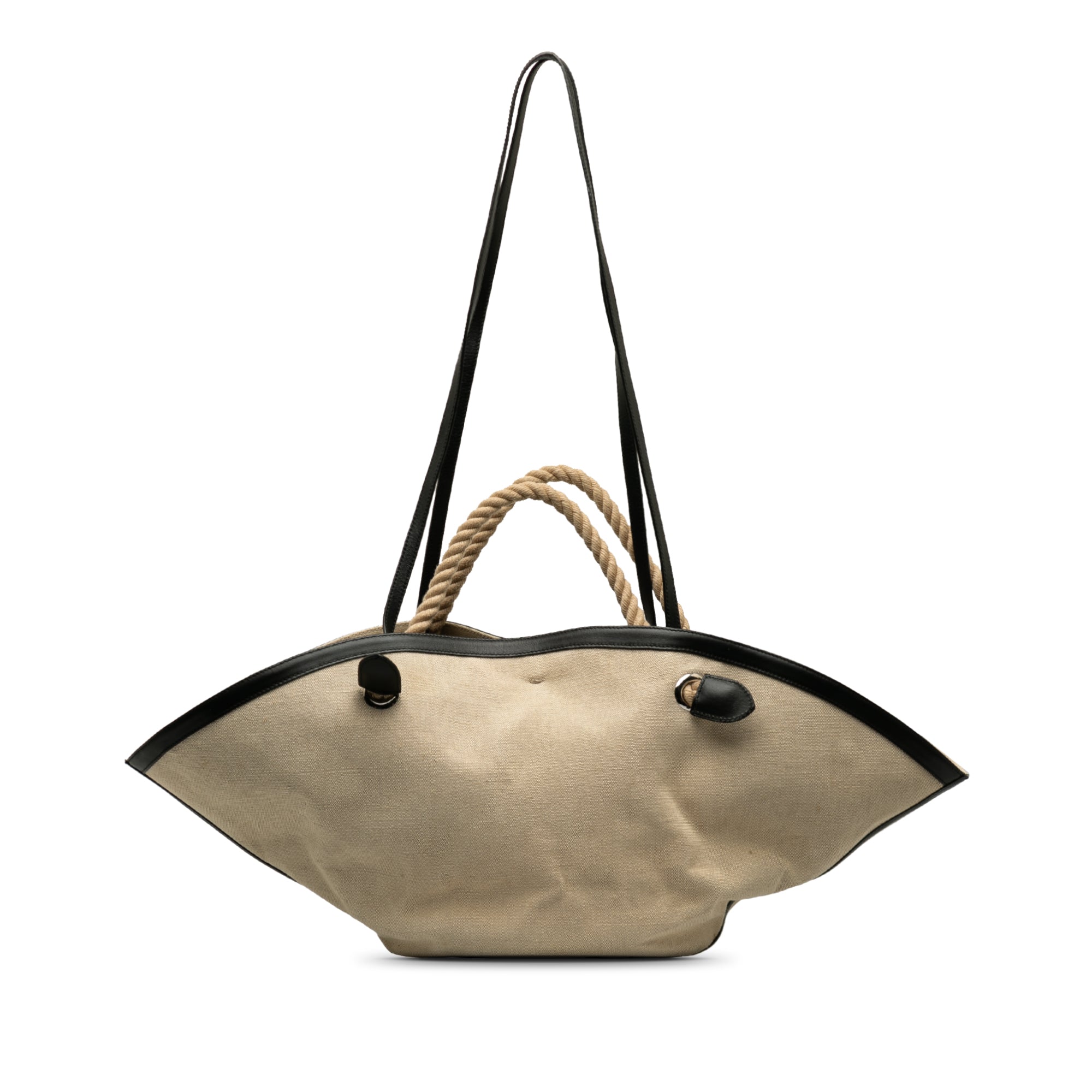 Jil Sander | Pre-Owned Canvas Sombrero Satchel | Brown/Beige