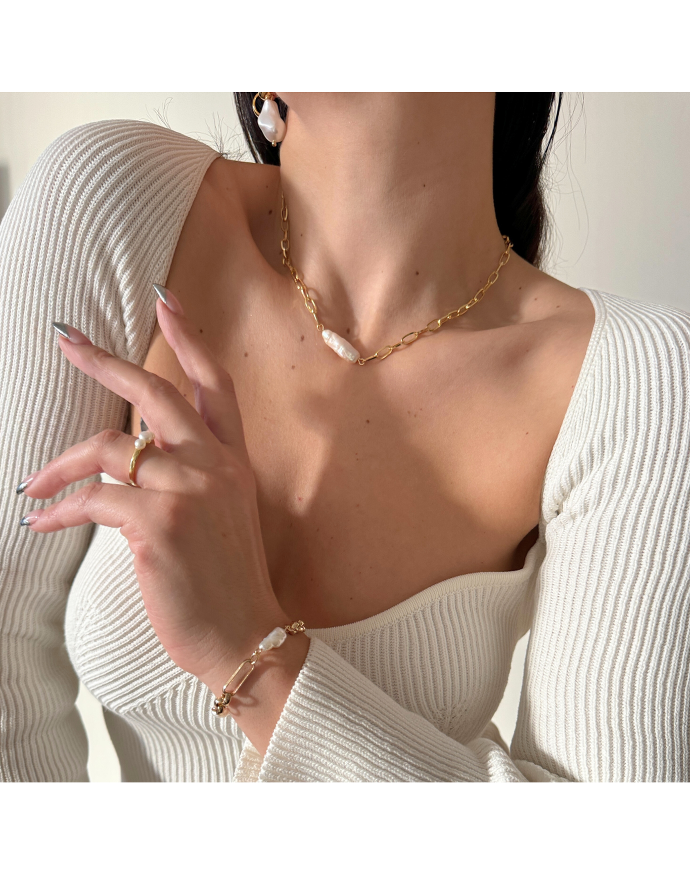 Irina Pearl Necklace - Elegant 14K Gold Plated Accessory | Gold Plated Brass