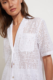 Eyelet Lace Island Shirt | White