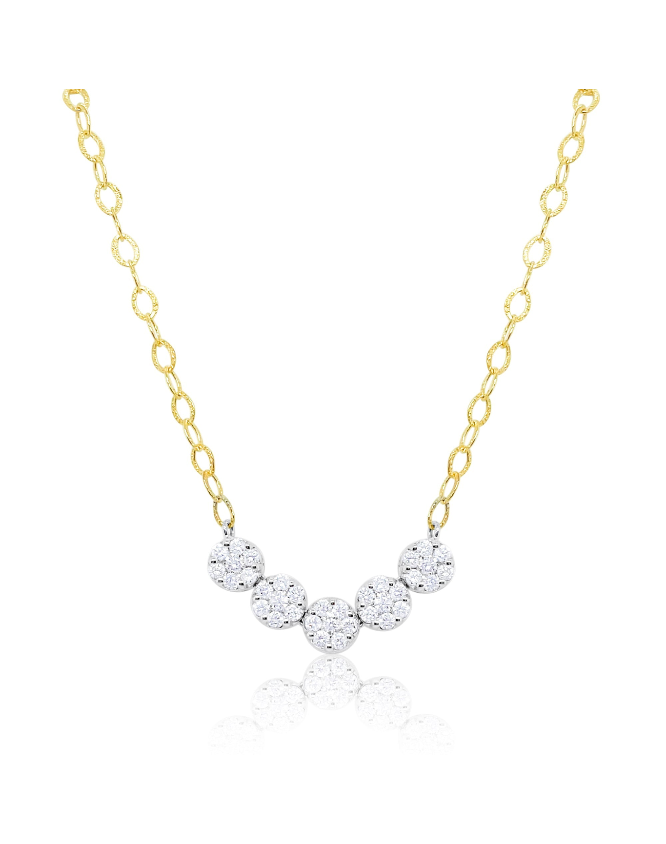Italian Textured Chain with Pave Discs | 14kt Yellow Gold