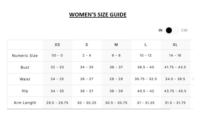 Product size guide