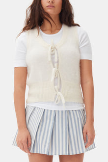 Ivory Tie String Vest | Egret