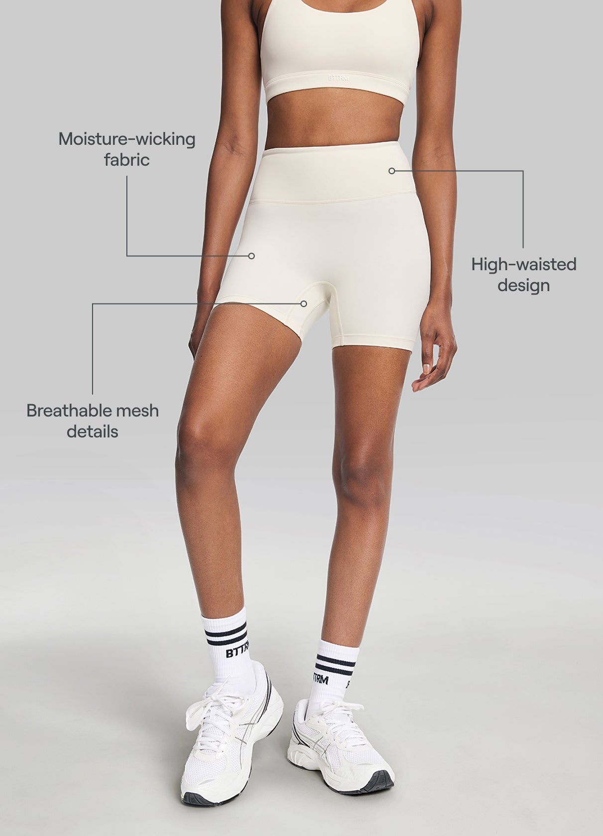 High-Waisted Impact Mesh Shorts | Ivory