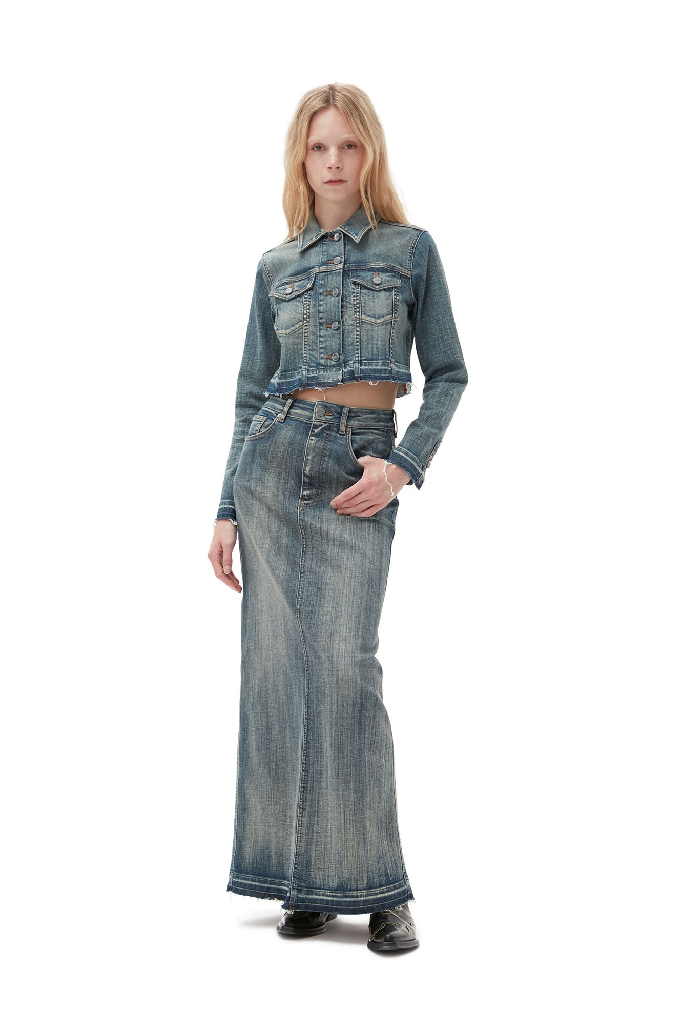 Edge Denim Maxi Skirt | Tint Wash
