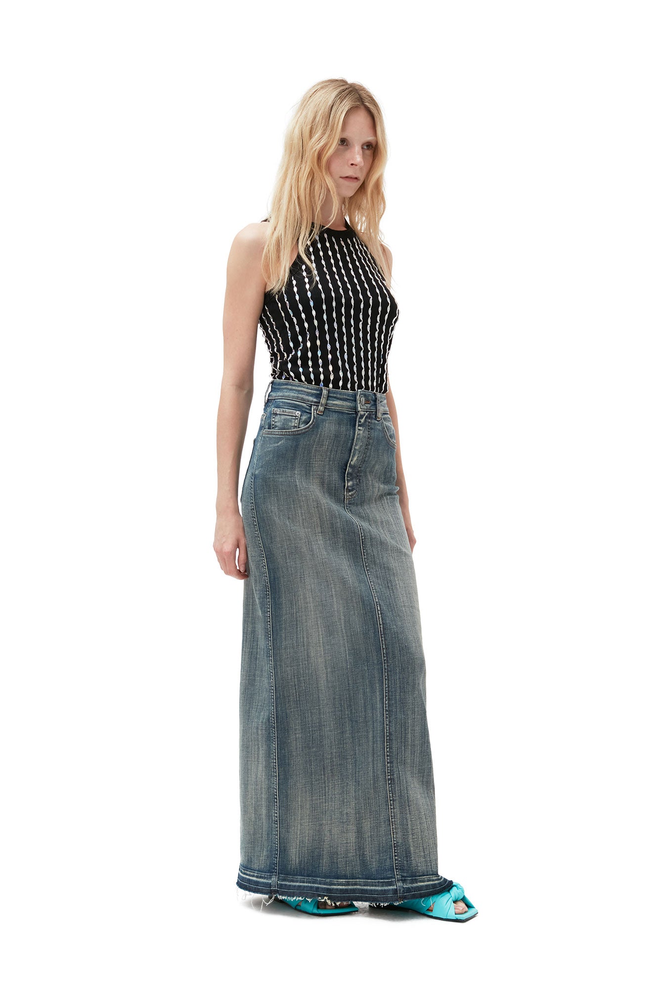 Edge Denim Maxi Skirt | Tint Wash