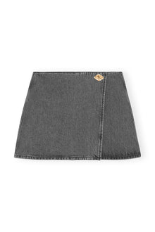 Washed Wrap Mini Skirt | Sharkskin